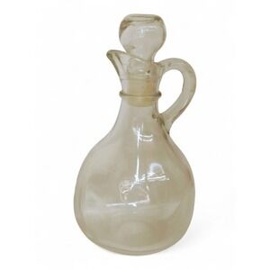 Apothecary Glass Jug 6.5in Clear Handle Spout Stopper Vintage Style‎ Decor